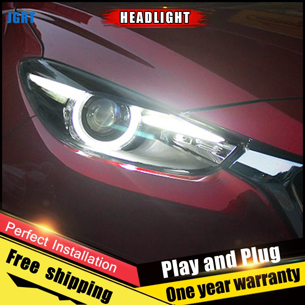 2 шт. автомобиль Стиль светодиодный фары для Mazda 3 Axela 2017 фара Объектив Двойной Луч