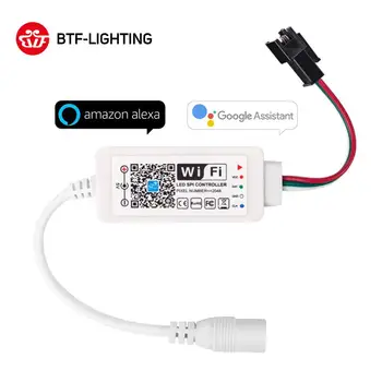 

DC5-24V Mini Wifi WS2811 WS2812B RGB LED Strip Light Controller Amazon Alexa/Google Phone Smart Voice IOS/Android APP Control