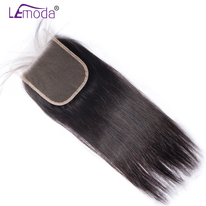 Lemoda 4x4 Lace Closure Brazilian  Human Hair Natural Color Closure Straight Remy Hair Extensions 8-20 Inch Free Shipping  (2)