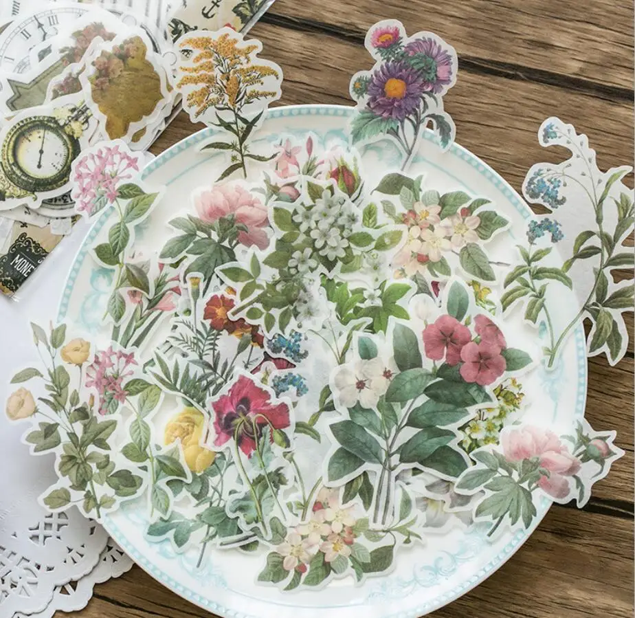

ZFPARTY Vintage Flower Designs Paper Stickers for Scrapbooking Happy Planner/Card Making/Journaling Project 12