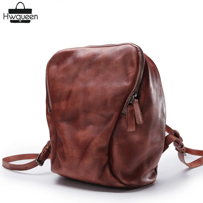

Unique Color-mixing Designer Genuine Leather Girls Soft Backpack Natural Cowskin Women's Travel Backpack Female Casual Back Pack