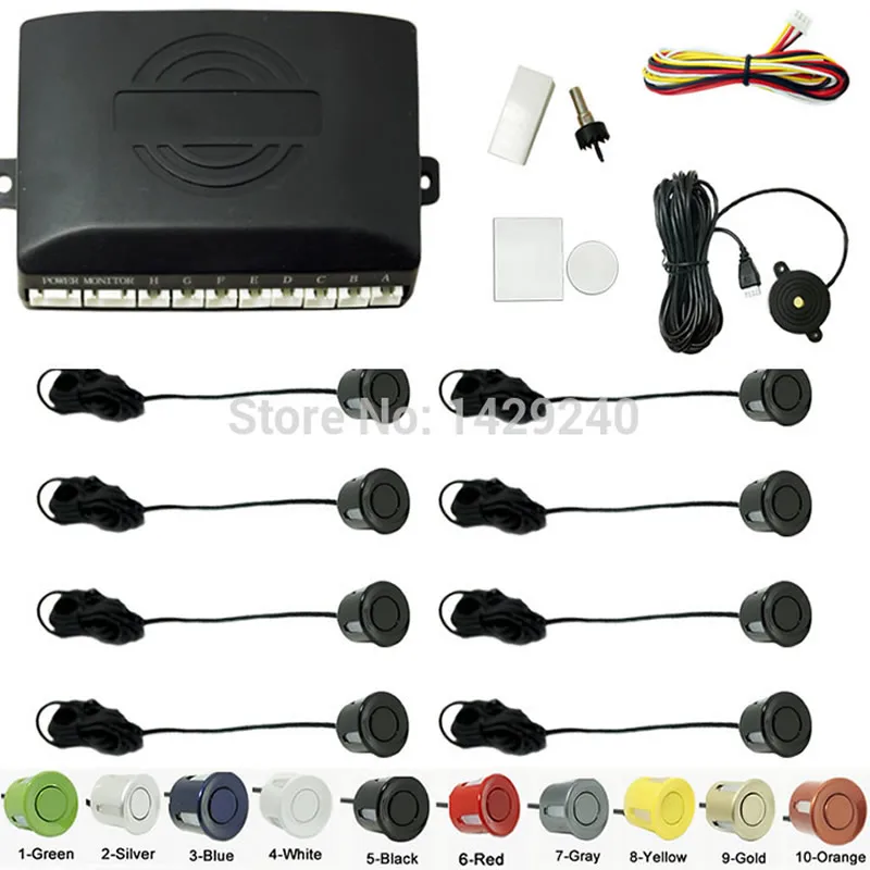8 car parking sensor reverse backup radar 4 after the alarm buzzer black silver blue gray white red yellow orange # CA1549 | Автомобили и