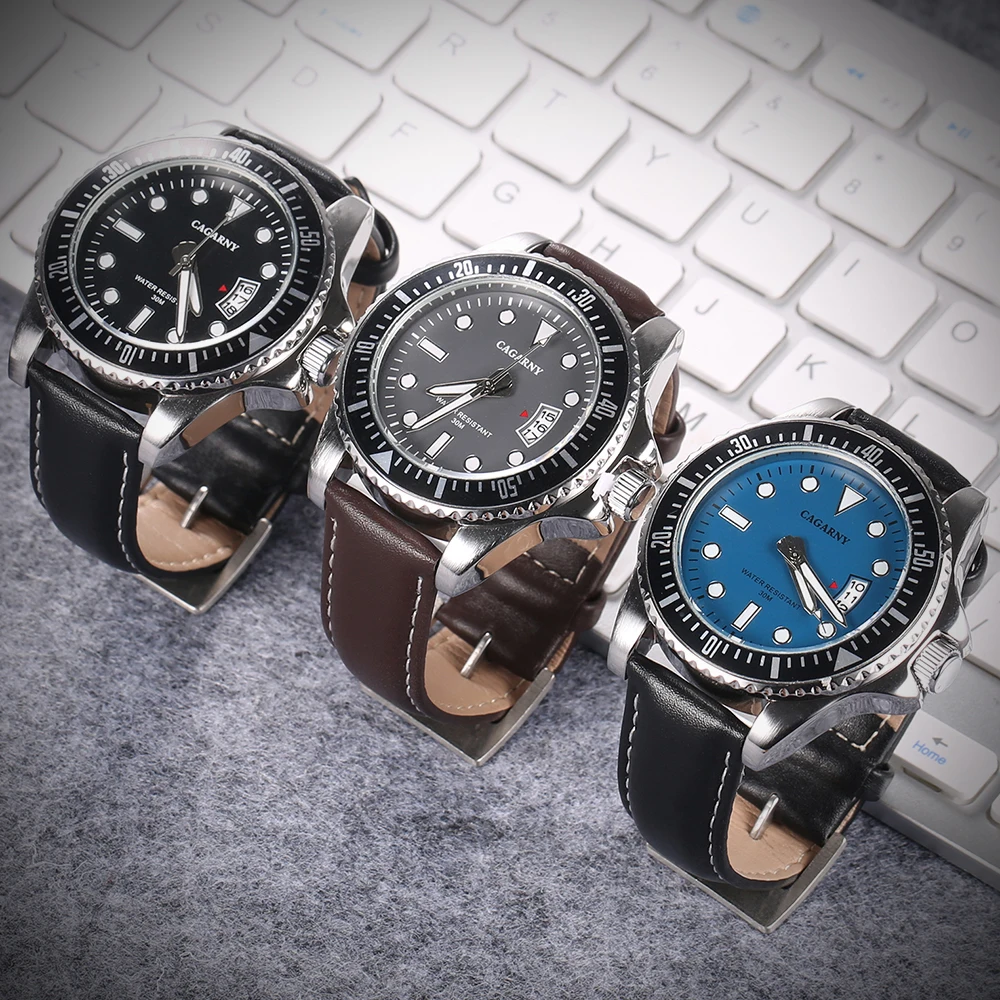drop shipping luxury brand cagarny mens watches quartz wrist watch for men role fashion  watch man (1)