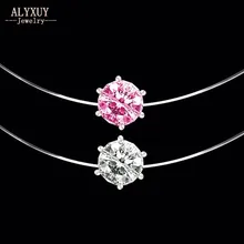 fashion jewelry top quality Transparent fishing line chain link zircon CZ choker necklace gift for women girl N2016