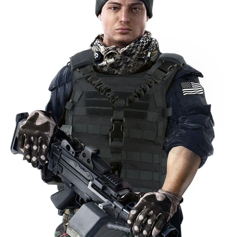 Najtaniej Uprząż do karabinu Quick Release pojedynczy punkt Bungee Plate Carrier regulowany pasek na broń taktyczną plecak na klatkę piersiową pojedyncza uprząż do karabinu