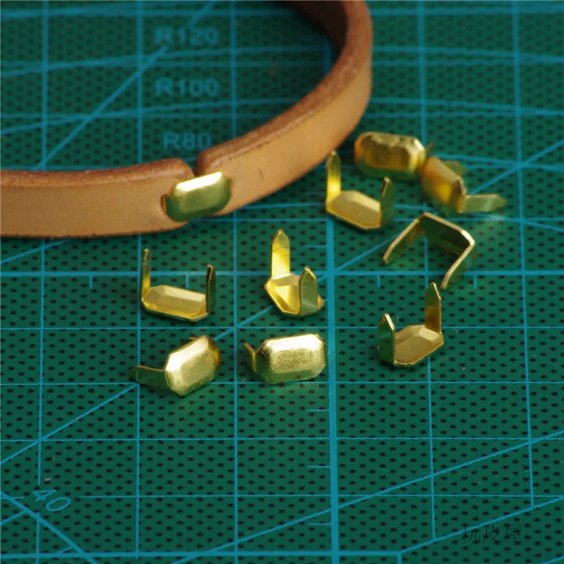 

20 Pcs Brass Leather Staples Two Prong for Belt Loops Keeper Connect Craft Fastener Hardware Accessories