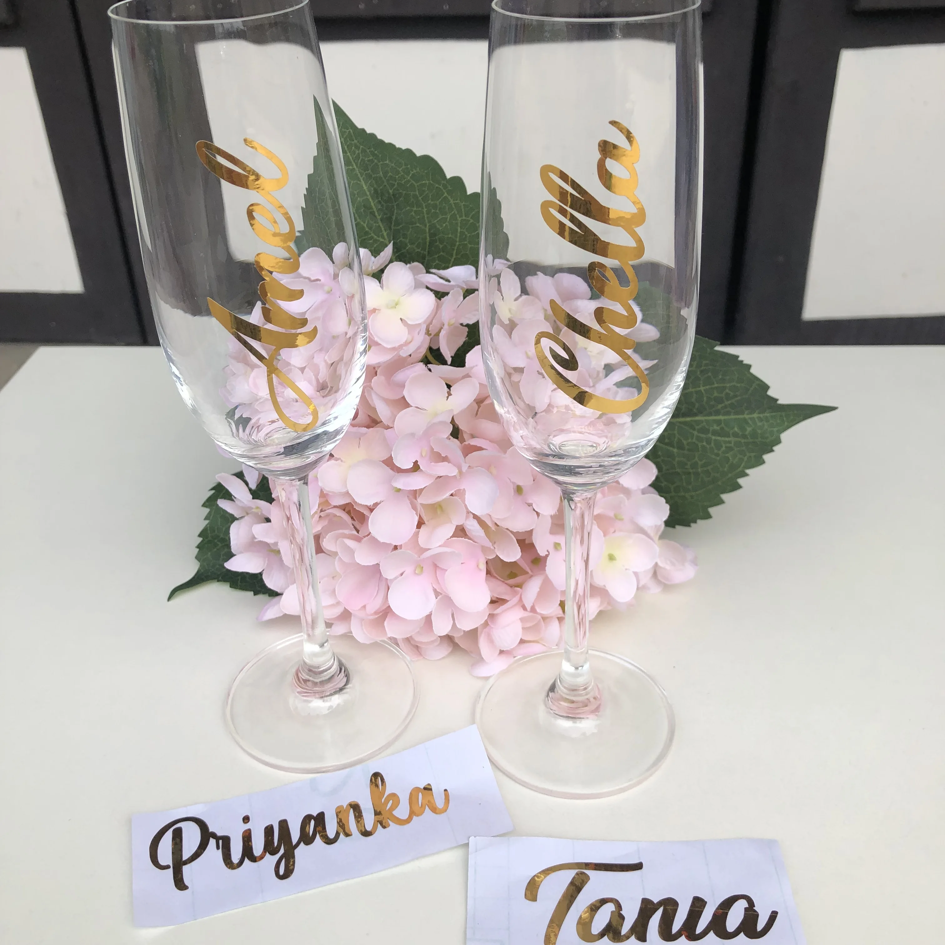 Custom Name Vinyl Decal For Wine Glass , Personalized Wine Glass Decal