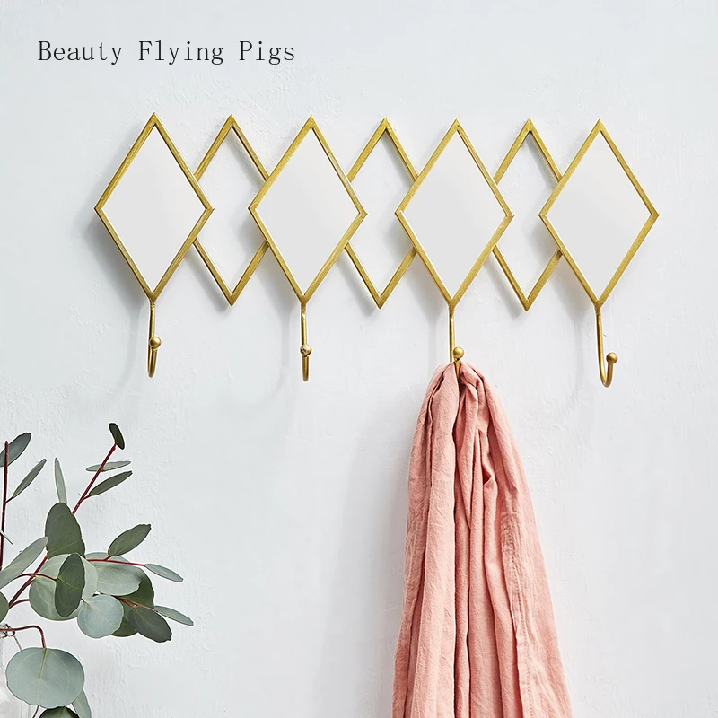 

Diamond porch key storage wall fitting room entrance door coat decoration hook wall hanging clothing store door creative Nordic