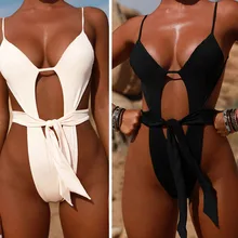 Купальники для малышек Высокая талия Купальник с вырезом на спине Maillot De Bain Femme выдалбливают ванный комплект повязку лук Push Up бразильский Монокини