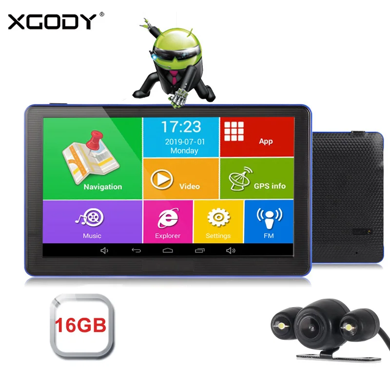 

Xgody 7 Inch Android Car Gps Navigation 512M+16GB Truck Gps Navigator Wifi Touch Screen Sat Nav Free Map Spain Navitel Europe