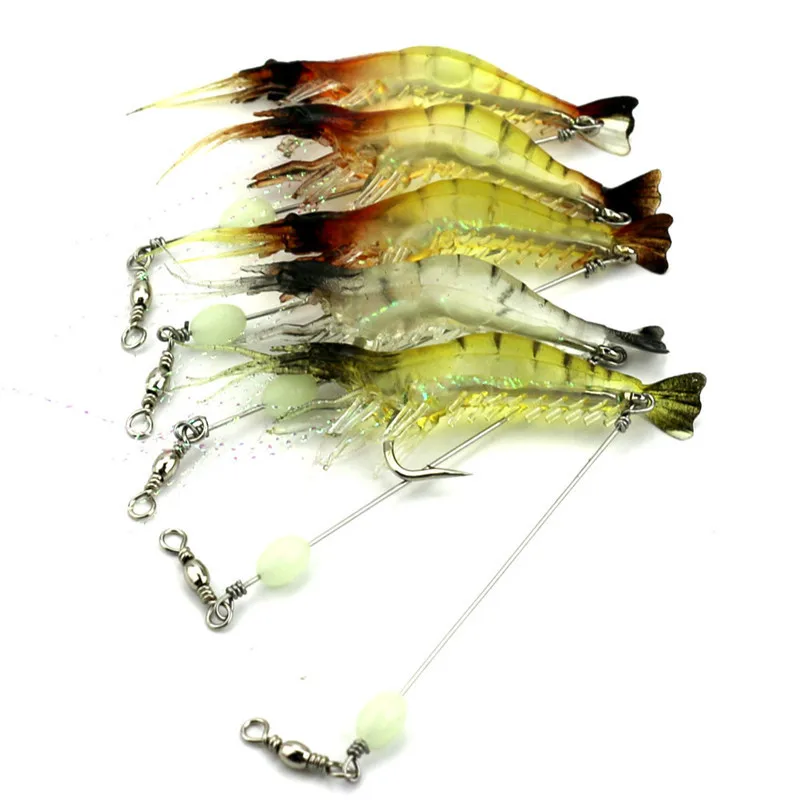 7.5cm 6.6g Luminous Soft Plastic Shrimp Lure Fake Fishing Lure Bionic
