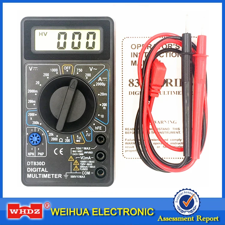 WHDZ DT 830D Mini Digital Multimeter Voltage Ampere Ohm Tester with Buzzer Overload protection Safety Probe