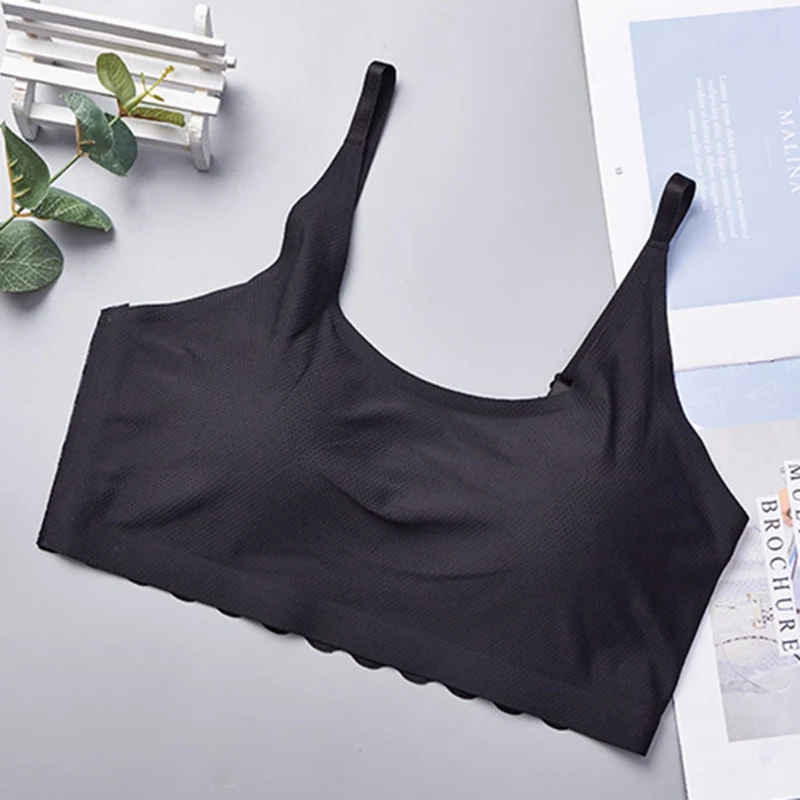 

Ice Silk Seamless Beauty Back Lace Wrapped Chest Without Steel Ring Bra Perspective Embroidered Tube Top bralette bra