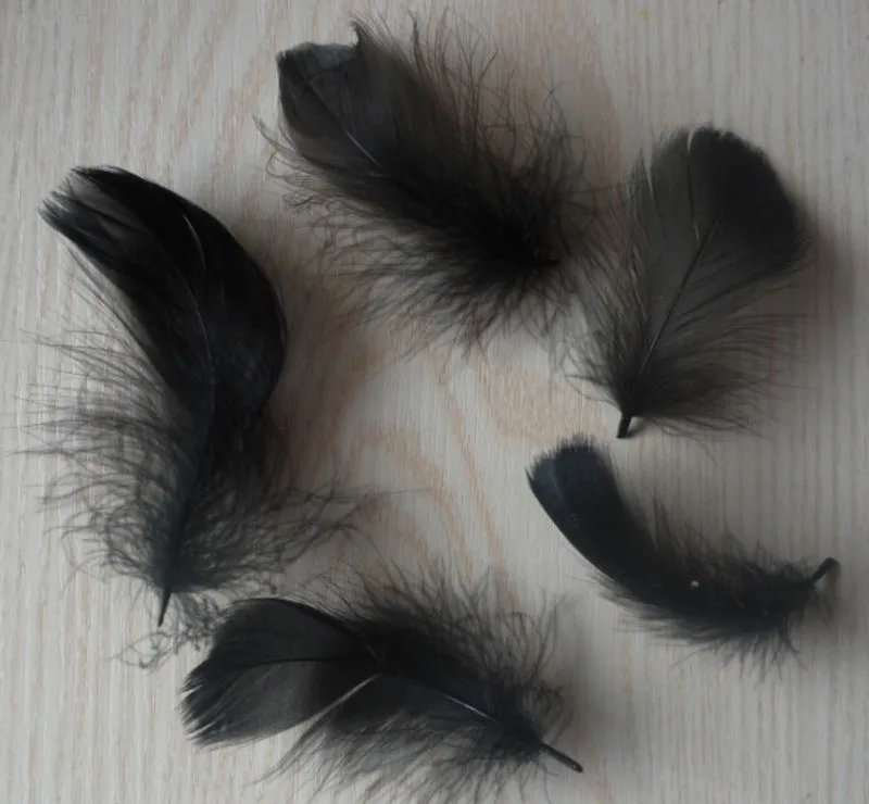 50 шт/100 шт 2-3 дюйма/5-9 см натуральные гусиные перья черный/белый цвет для домашнего представления одежды DIY украшения - Цвет: black