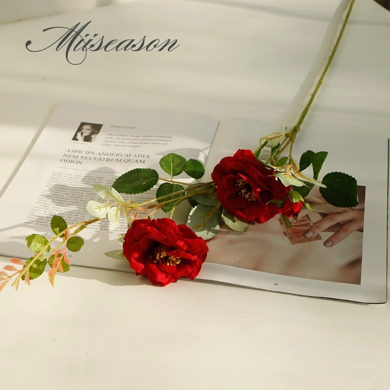 Длинные Красивые розы Пион искусственный шелк Гибискус цветок маленький букет Флорес домашние вечерние Свадебные украшения Свадебные цветы