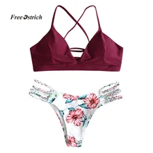 Страусиная одежда, женское нижнее белье, бикини с цветочным рисунком, два предмета, нижнее белье, пуш-ап, нижнее белье, морская одежда, костюм для женщин