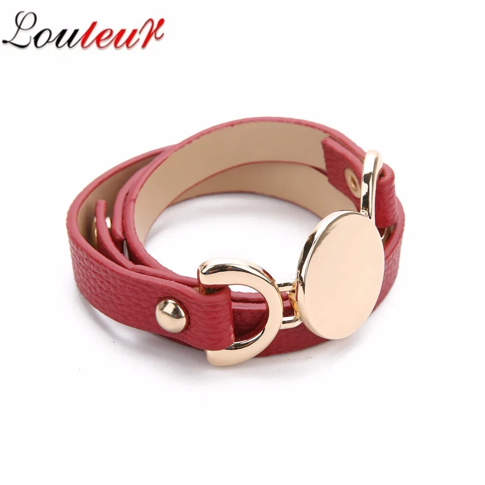 

LOULEUR New Gold Genuine Mulitlayer Wide Leather Bracelets for Women Bracelets & Bangles Boho Wrap Bracelet Femme Jewelry