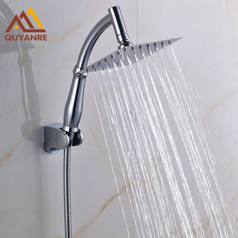 

Free Shipping Wall Mounted Chrome Finish Showerhead+Arm+Hose+Handshower Holder
