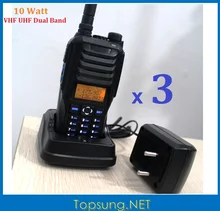 DHL Free 3PCS Twin Band Handheld Radio VHF UHF 10W 10km helpful talky twin band 2-way walkie talkies RS589 tri-color LCD