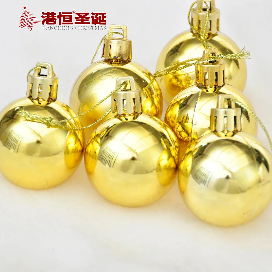 Украшение для рождественской елки, Золотой светильник, плакированный шар 4-20 см, Рождественский Декор для дома