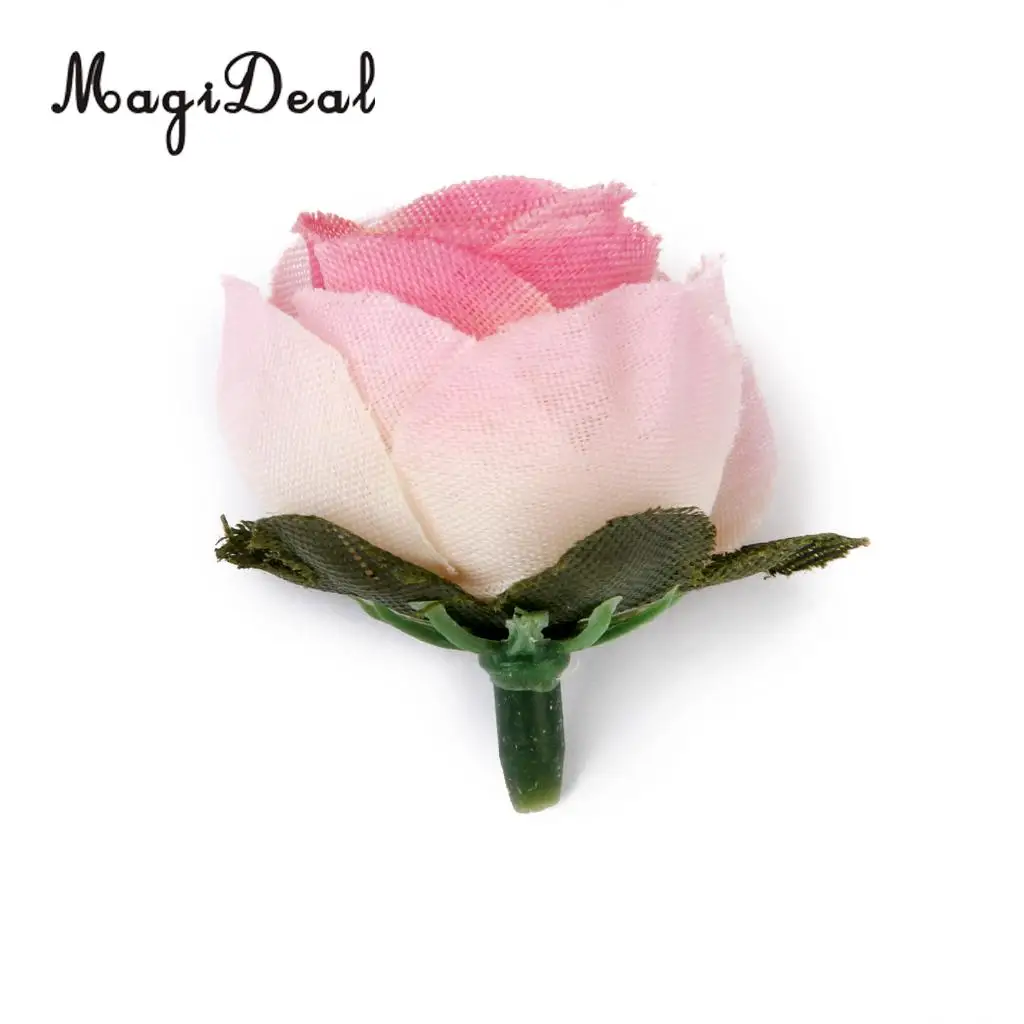 MagiDeal Lifelike 50Pcs/Lot 3cm Artificial Silk Roses Flower Heads Craft for Wedding Headbands Hat Card Photo Albums Party Decor