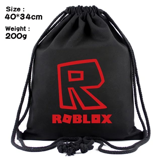 Unisex Roblox drawstring bags black canvas Draw string bag shoulder bag