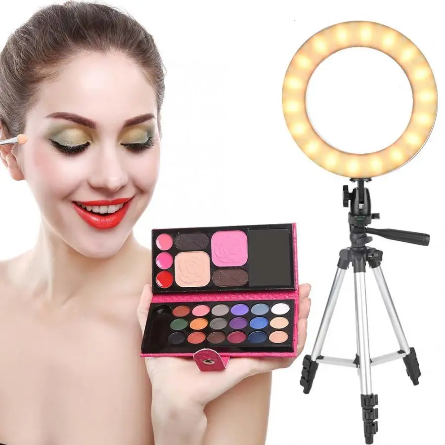 

10in LED Color Light with Tripod Stand for Makeup Photography and Live Video Lamp LED Light Ring Shape Adjustable Height