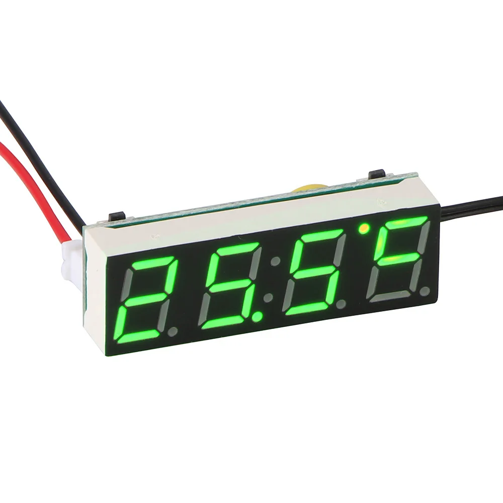 Onever светодиодный температурный термометр Вольтметр светодиодный дисплей цифровые часы цифровой таймер зеленый синий красный светильник - Цвет: Зеленый