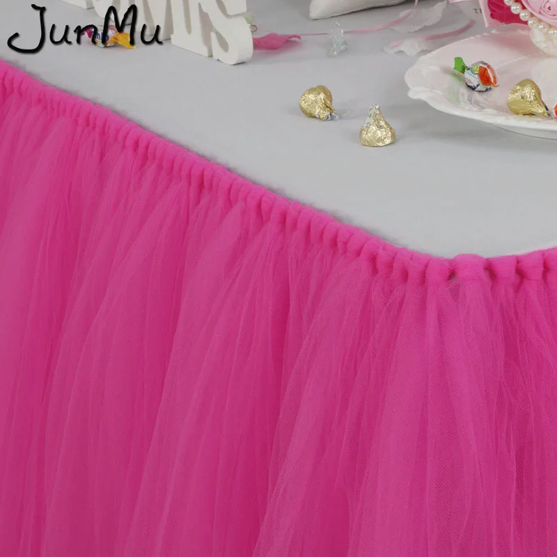 Hot Pink Tulle Tutu Table Skirt Custom Wonderland Tulle Table Skirting Wedding Birthday Baby Shower
