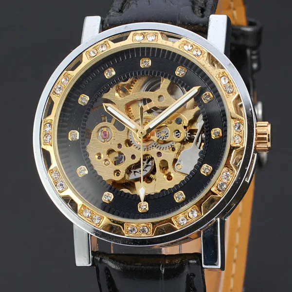 Mewah Jam Tangan Merek Hollow Emas Berlian Desain Tahan Air Fashion