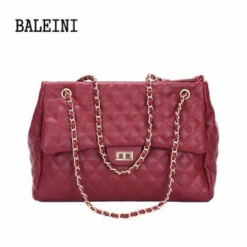 

High Quality PU Leather European Style Women Handbags Lattice Lock Chain Shoulder Messenger Bag Short Chain Women Shoulder Bags