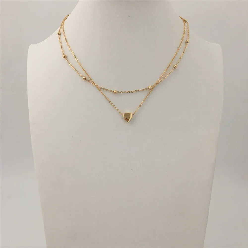 

LOVELY NECKLACE GOLD RHODIUM COLOR PLATING HEART THROUGH CHAIN NECKLACE FOR WOMEN GIRL