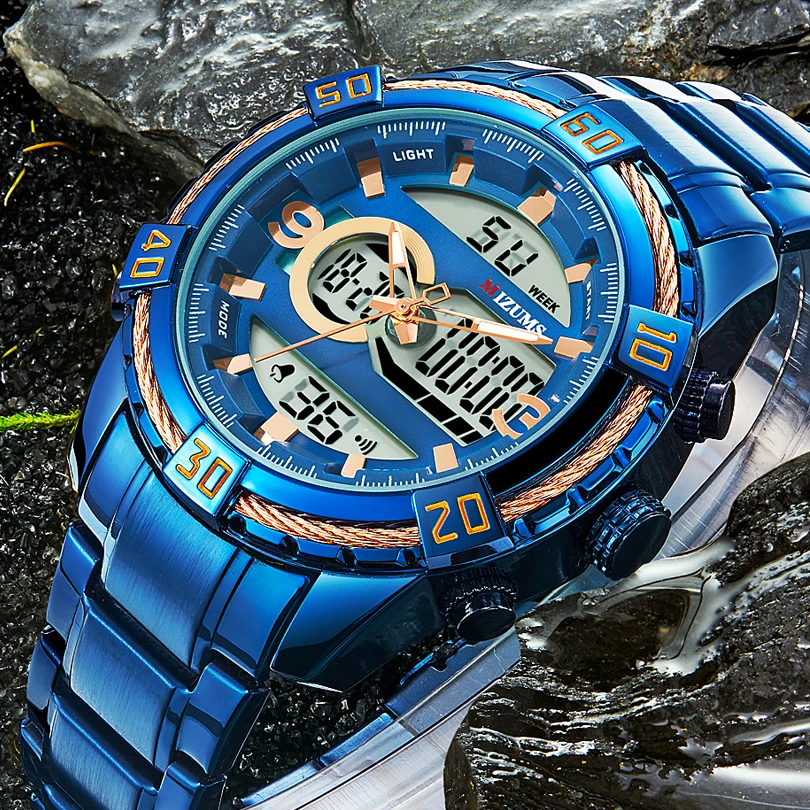 

MIZUMS Luxury Brand Men Analog Digital Military Sport Watches Men's Quartz Clock Waterproof Wrist Watch Relogio Masculino