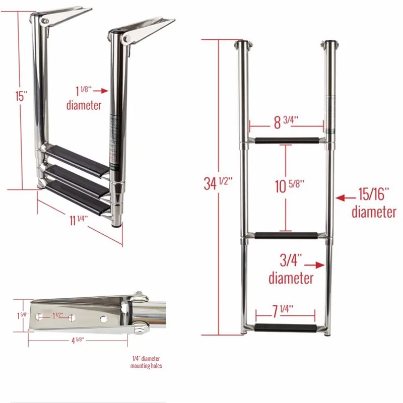 Лодка аксессуары морской 3 шаг телескопическая складная лестница платформа посадка плавать для лодки морской