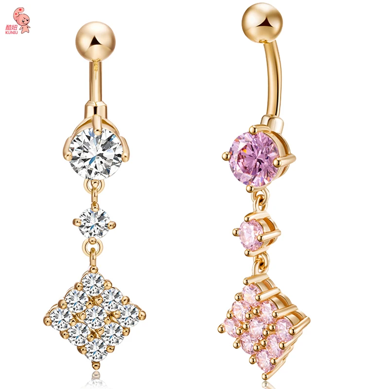 KUNIU New Fashion Luxury Zircon Navel Piercing Bell Button Rings Navel Body Belly Piercing Nombril Body