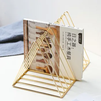 

Nordic Creative Golden Book Storage Shelf Iron Newspaper Magazine Rack Living Room Study Desktop Storage Accessories Housekeeper