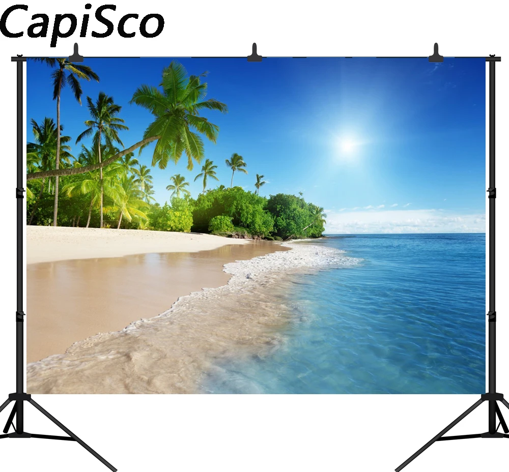 

Capisco Vinyl Cloth Summer Sea Beach View Photo Backgrounds Photo Studio Indoor Printed Children Photo Backdrops