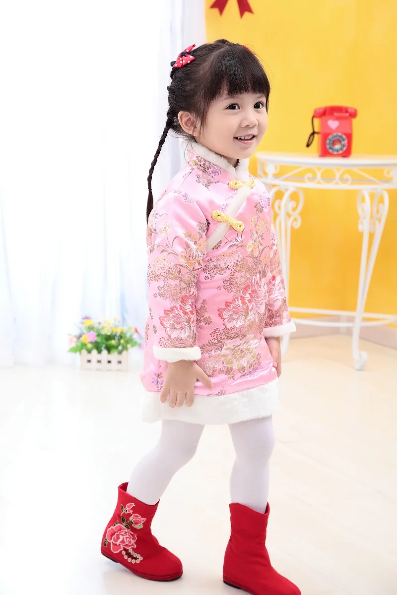 Китайское платье для девочек детское платье Чонсам для девочек, китайское Новогоднее детское красное зимнее платье принцессы для девочек подарок Chritsmas