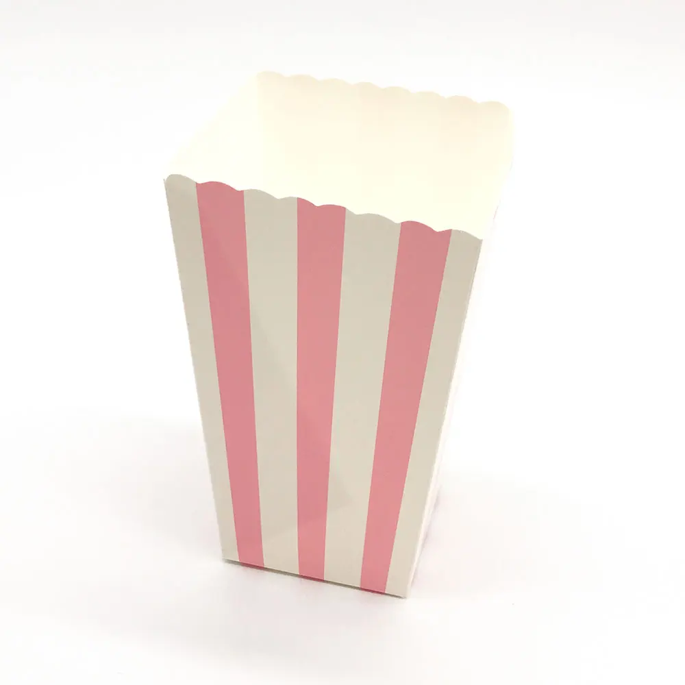 12 шт. в горошек Полосатый попкорн коробка Свадебные украшения Дети День рождения принадлежности ручной работы подарочная упаковка для конфет подарок на вечеринку в честь рождения ребенка - Цвет: pink stripe