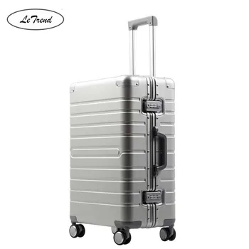 

LeTrend 100% Aluminum-magnesium alloy Rolling Luggage Spinner Men Business Brand Suitcase Wheels 20 inch Trolley Travel Bag
