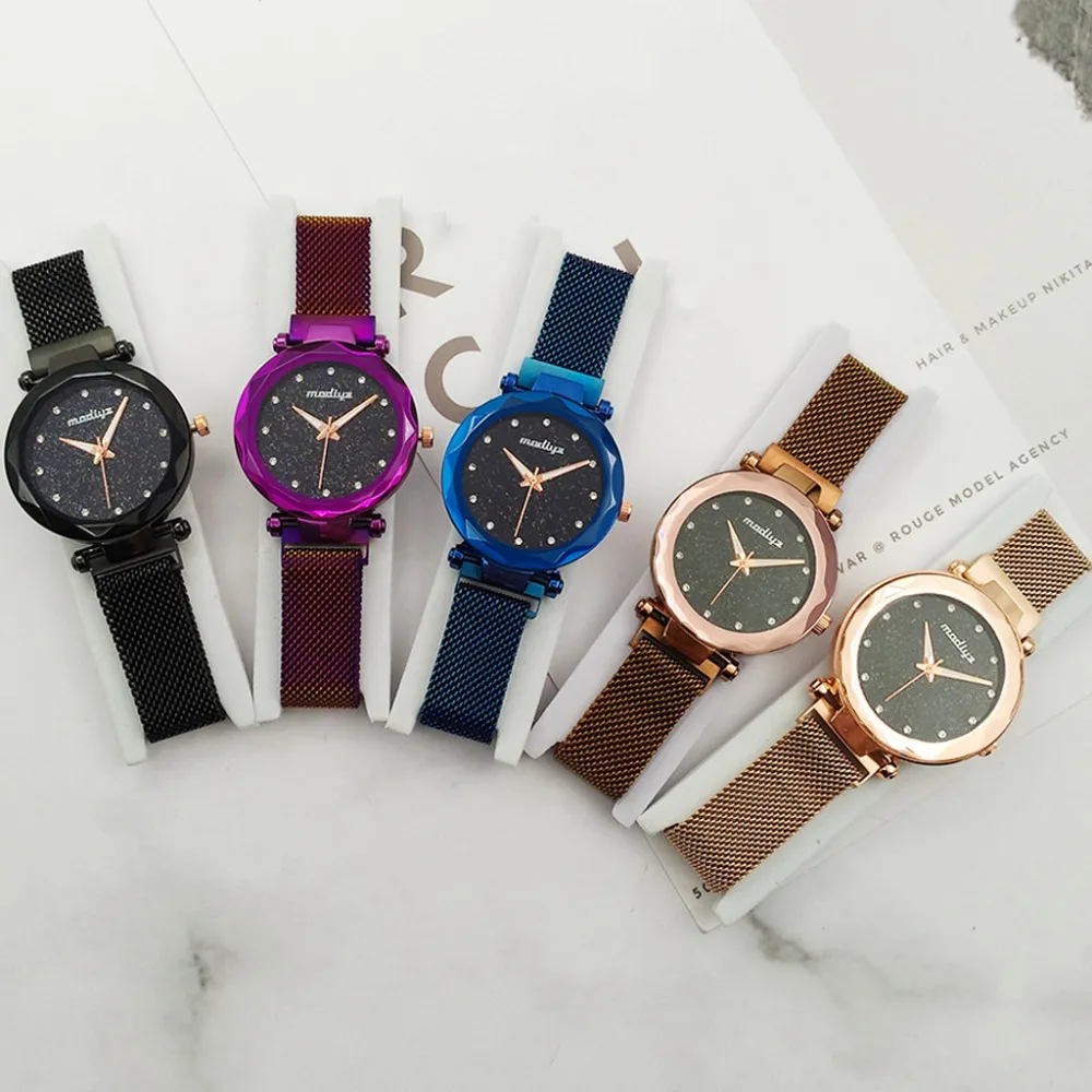 

Hot Sale Exquisite Splendid Luxury Fashion Starry Sky Stainless Steel Mesh Belt Watch Casual Quartz Analog Wristwatch