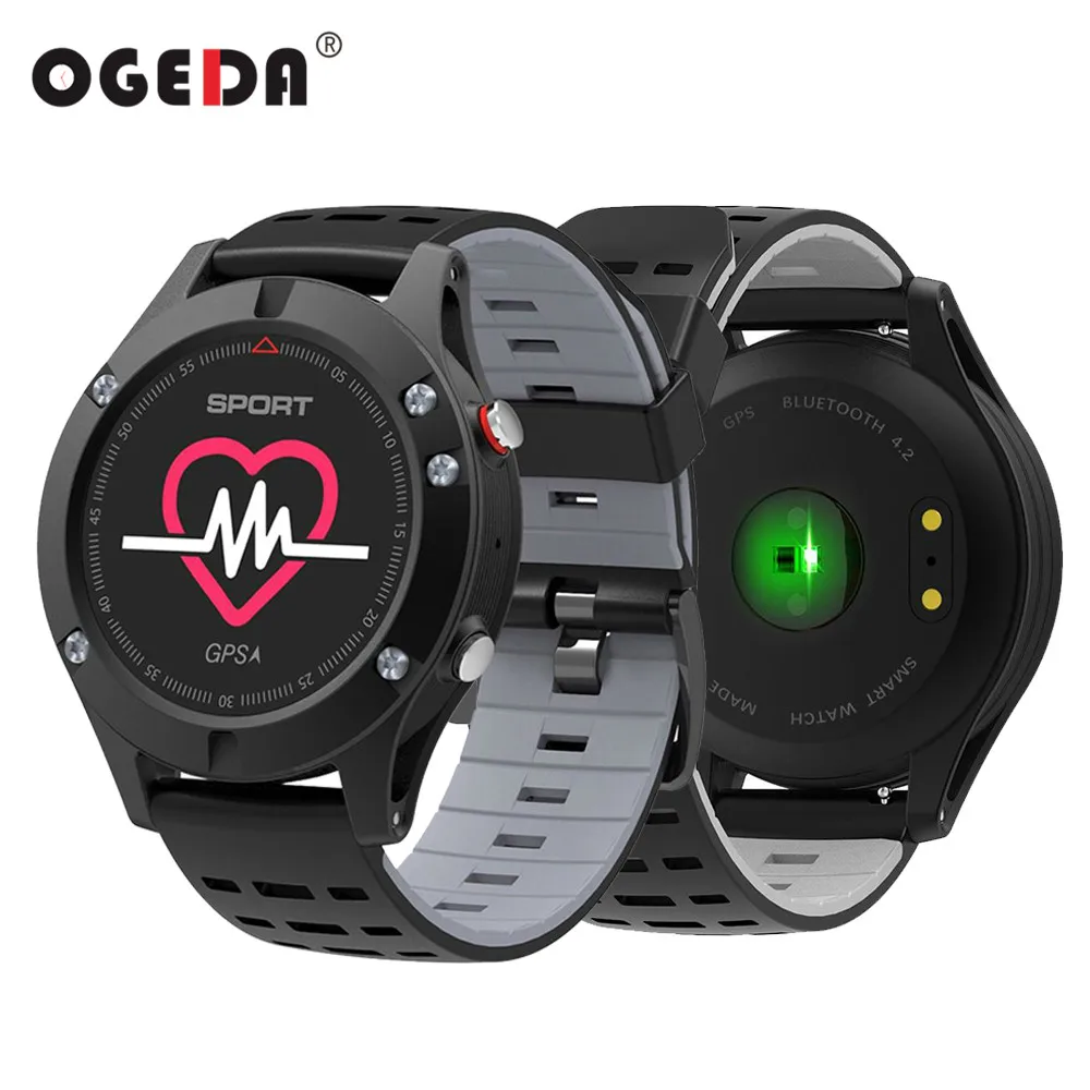 

OGEDA Men F5 GPS Smart Watch Altimeter Barometer Thermometer Bluetooth 4.2 Smartwatch Wearable Devices for IOS Android 2018
