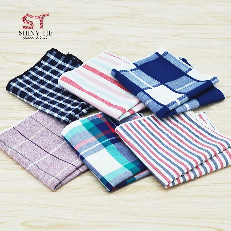 

Elegent Mens Suit Cotton Pocket Square Colorful Striped Handkerchief Business Classic Hanky Towel For Wholesale 23*23cm