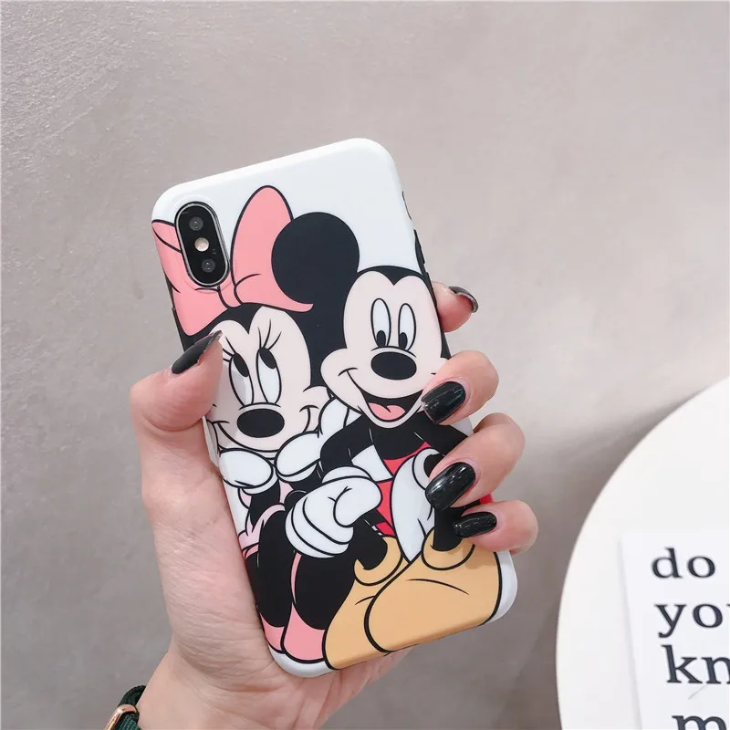 

For iphone X XR XS XS Max Cartoon Mickey Minnie soft silicone case for iphone 6 6s 7 8 7plus matte back cover capa