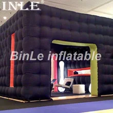 Горячая черный 4 м x 4 м x 3,2 м надувная кубическая палатка надувная фотокабина, киоск для события вечерние выставки
