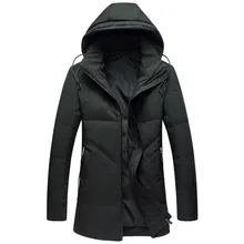 Модная Новая зимняя мужская черная хлопковая одежда большого размера длинная Повседневная теплая хлопковая куртка с капюшоном