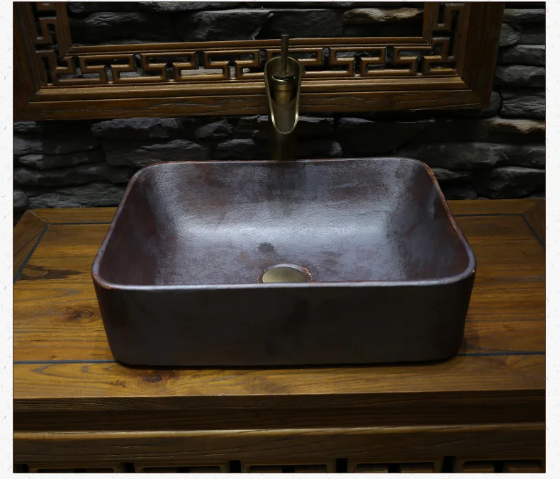 Rectangular bathroom Lavabo Ceramic Counter Top Wash Basin Cloakroom Hand Painted Vessel Sink bathroom sinks washbasin sink (2)
