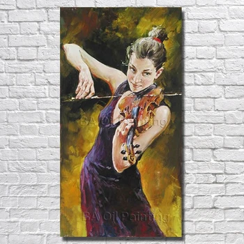 

New arrived Handpainted character Art Oil Painting Play the violin wall art High Quality on Canvas Room home Decor Picture