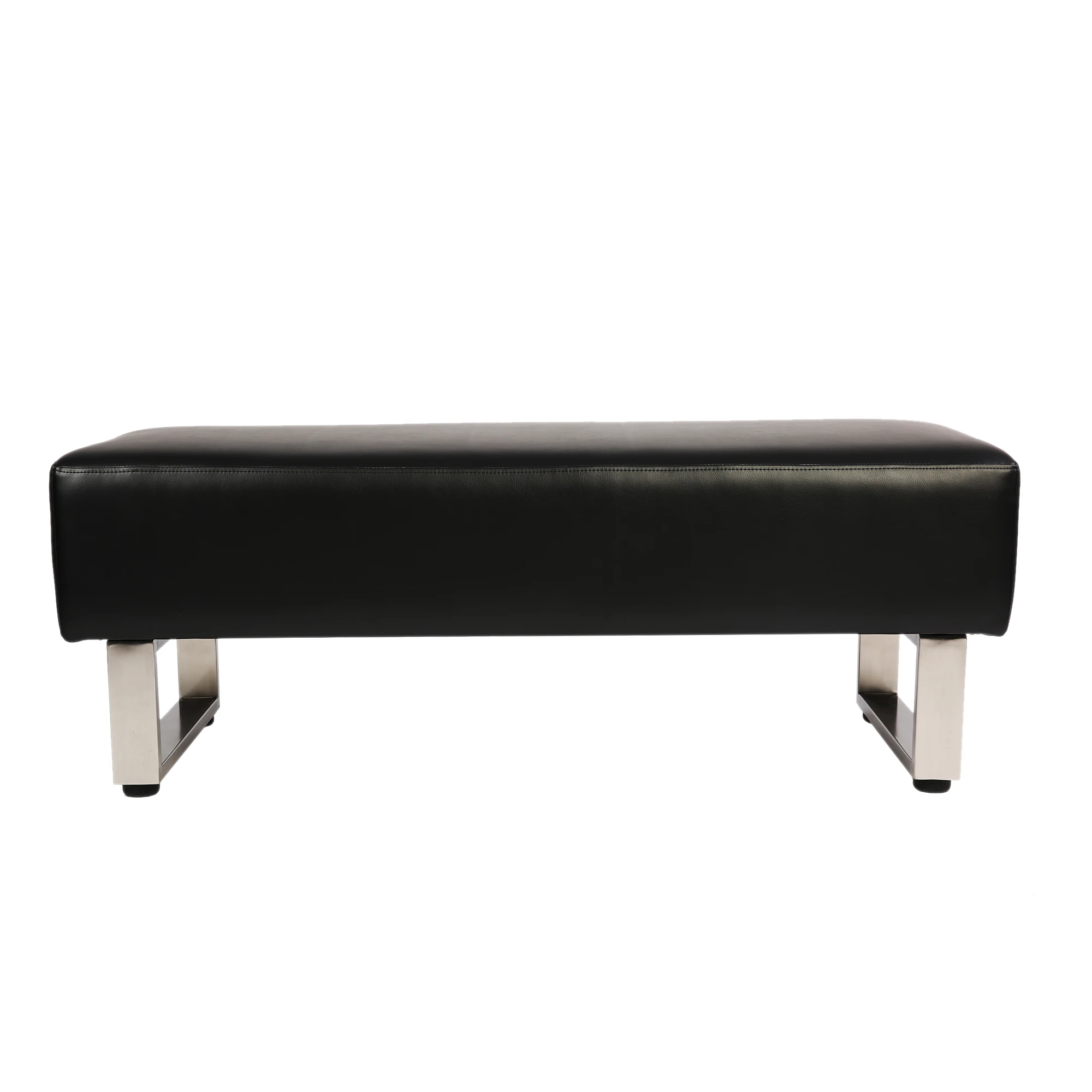 Black PU Leather Bench with Stainless Steel Legs Suitable for Living