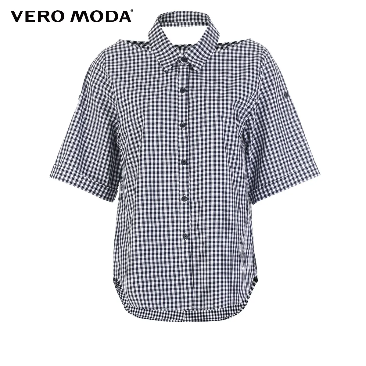 Vero Moda Новая женская Съемная рубашка с отложным воротником и двусторонними рукавами в клетку | 31836W515